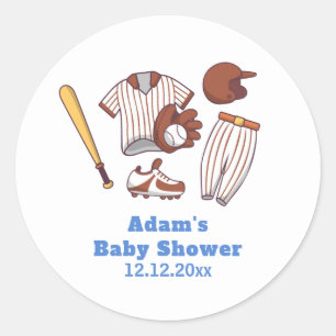 Adesivo Redondo Chuva de Ideias de Bebê de Beisebol Moderno Little