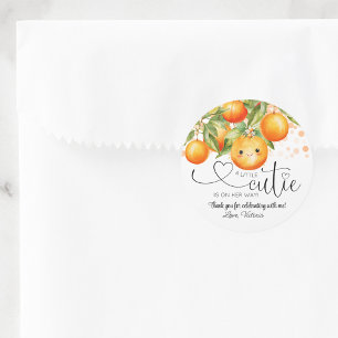 Adesivo Redondo Chuva de Laranja Little Cutie Baby Shower