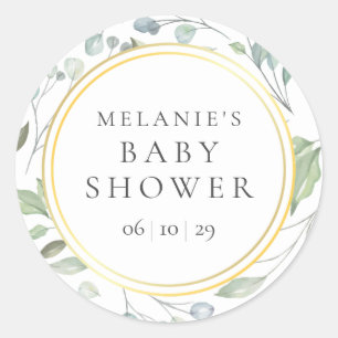 Adesivo Redondo Chuva de Laurel Dourado Falso Baby Shower