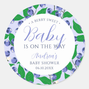 Adesivo Redondo Chuva de Mirtilo Azul Baby Shower