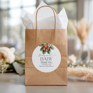 Adesivo Redondo Chuva de Morango Mercado de Berry Doce Baby Shower