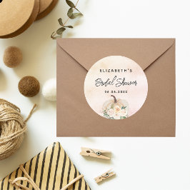 Adesivo Redondo Chuva de noiva abóbora outono creme dourado rosa