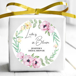 Adesivo Redondo Chuva de Noiva Amor Floral Rosa Anêmona em Flor