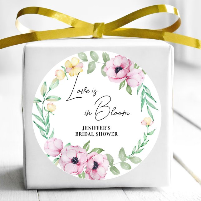 Adesivo Redondo Chuva de Noiva Anêmona Floral Rosa (Criador carregado)