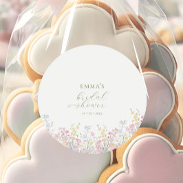 Adesivo Redondo Chuva de Noiva Boho Elegante com Flores Silvestres