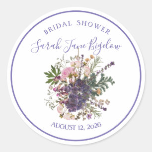 Adesivo Redondo Chuva de Noiva Boho Flor Silvestre Prensada Periwi