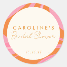 Adesivo Redondo Chuva de Noiva Boho Rosa Laranja Abstrato Personal