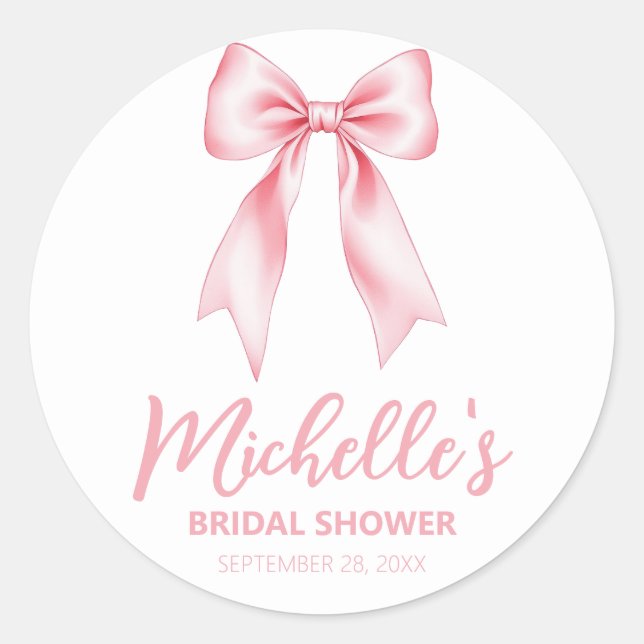 Adesivo Redondo Chuva de Noiva Chique Arco Rosa Aquarela Tendência (Frente)