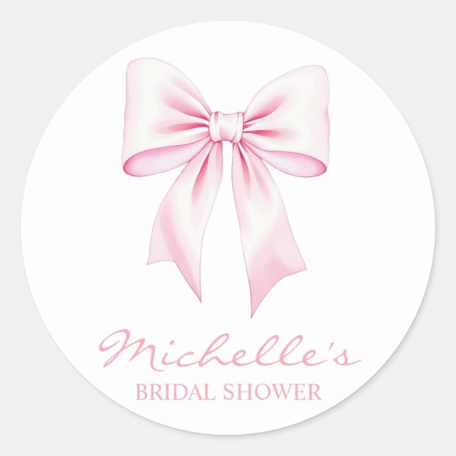 Adesivo Redondo Chuva de Noiva Chique Arco Rosa Aquarela Tendência (Frente)