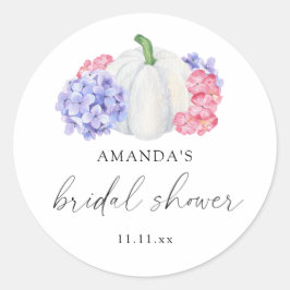 Adesivo Redondo Chuva de noiva com abóbora branca e flores de hort