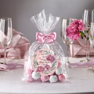 Adesivo Redondo Chuva de Noiva com Cravos Rosa Elegantes