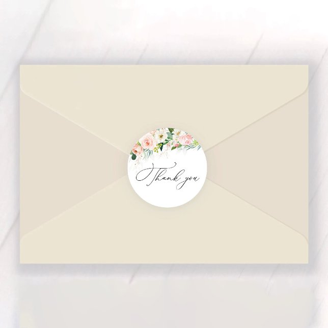 Adesivo Redondo Chuva de Noiva com Rosas Cor-de-Rosa Etéreas (Criador carregado)