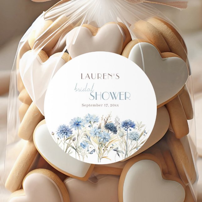 Adesivo Redondo Chuva de Noiva de Hortênsia Azul da Centáurea (Criador carregado)