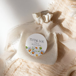 Adesivo Redondo Chuva de Noiva de Margarida de Aquarela Minimalist