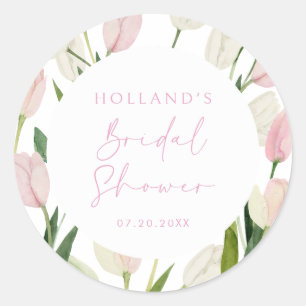 Adesivo Redondo Chuva de Noiva de Tulipa Rosa Suave