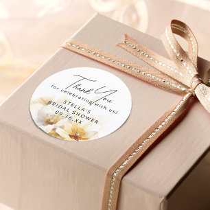 Adesivo Redondo Chuva de Noiva Flor de Deus Branco Aquarela