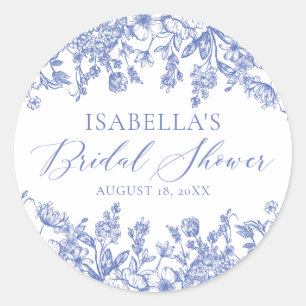 Adesivo Redondo Chuva de Noiva Floral Azul Aguarela