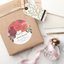 Adesivo Redondo Chuva de Noiva Floral de Outono Moderna Agradecime