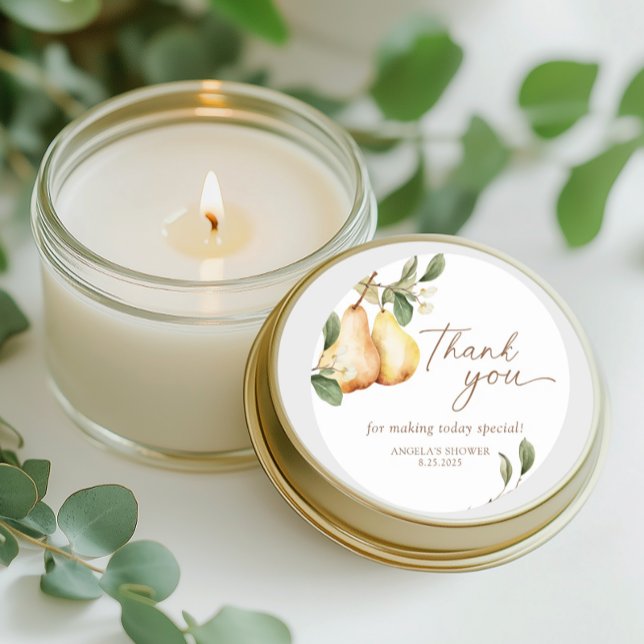 Adesivo Redondo Chuva de Noiva Floral em Aquarela Pêra  (Criador carregado)