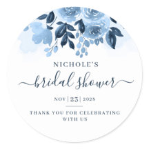 Chuva de Noiva Floral em Azul Marinho com Aquarela