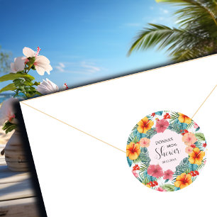 Adesivo Redondo Chuva de Noiva Floral Exótica Havaiana