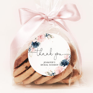 Adesivo Redondo Chuva de noiva floral Navy Blush