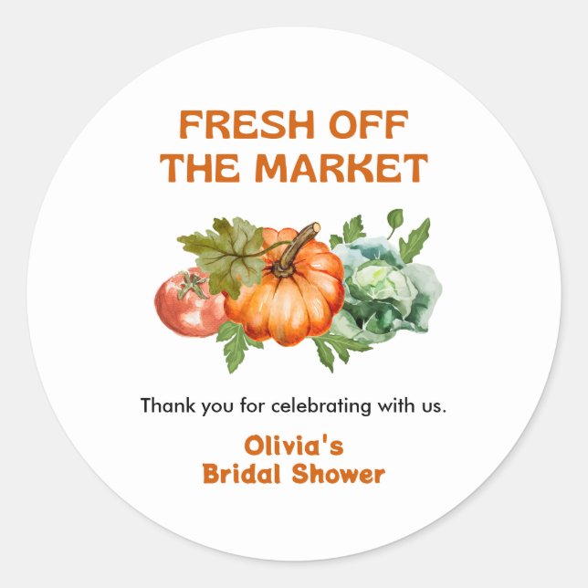 Adesivo Redondo Chuva de Noiva Fresh Off The Market Obrigada  (Frente)