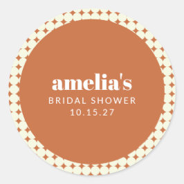 Adesivo Redondo Chuva de Noiva Geométrica em Terracota Vintage Per