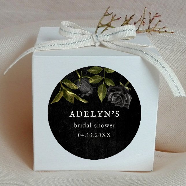 Adesivo Redondo Chuva de Noiva Gótica Rosas Pretas (Criador carregado)