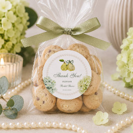 Adesivo Redondo Chuva de Noiva Hydrangea Verde Par de Peras Perfei
