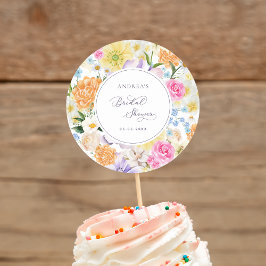 Adesivo Redondo Chuva de Noiva Jardim Floral Brilhante Primavera V