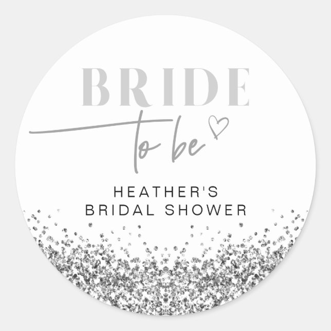 Adesivo Redondo Chuva de Noiva Lantejoulas Prata REGINA (Frente)