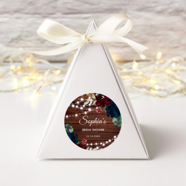 Adesivo Redondo Chuva de Noiva Marsala e Flores Navy  (Criador carregado)