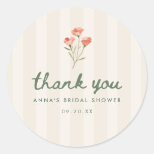 Adesivo Redondo Chuva de Noiva Minimalista com Letreiro "Obrigado"