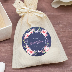 Adesivo Redondo Chuva de Noiva Neon Floral Rosa e Roxo Vibrante