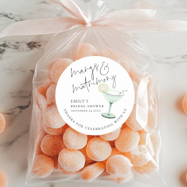 Adesivo Redondo Chuva de Noiva Obrigada Modern Margs Matrimony (Criador carregado)