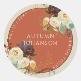 Adesivo Redondo Chuva de Noiva Outono Rosas