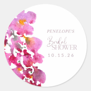 Adesivo Redondo Chuva de Noiva Personalizada Aquarela Wisteria Rox