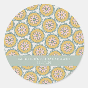 Adesivo Redondo Chuva de Noiva Retro Boho Floral Pastel Personaliz