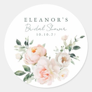 Adesivo Redondo Chuva de Noiva Rosa Água Floral Peônia Cor de Rosa
