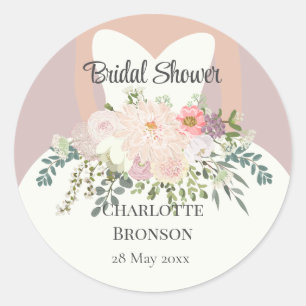 Adesivo Redondo Chuva de Noiva Silhueta Floral Casamento 
