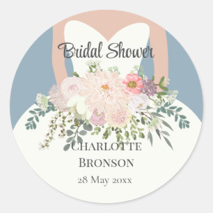 Adesivo Redondo Chuva de Noiva Silhueta Floral Casamento
