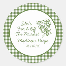 Adesivo Redondo Chuva de Noiva Verde Caprichosa Recém-chegada ao M