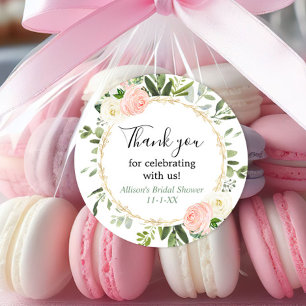 Adesivo Redondo Chuva de noiva verde dourado rosa e eucalipto