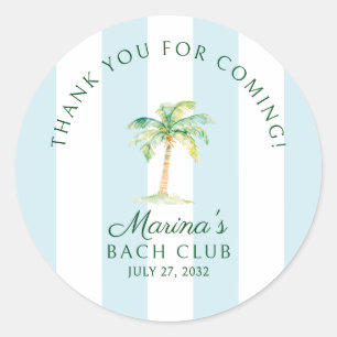 Adesivo Redondo Chuva de Noivas Blue Stripes Beach Club Obrigado