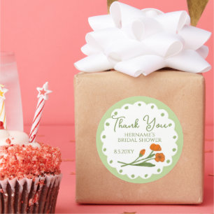 Adesivo Redondo Chuva de Obrigada Espetacular Laranja Verde Noiva