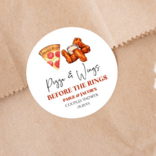 Adesivo Redondo Chuva de Pizza e Asas Antes dos Anéis para Casais