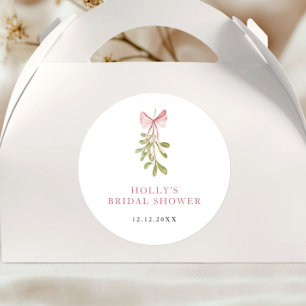 Adesivo Redondo Chuva de Poeira de Musgo Rosa Noivado Chá de Casam