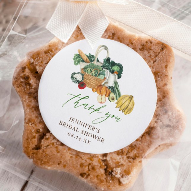 Adesivo Redondo Chuva de presentes de casamento She's Fresh Off Th (Criador carregado)