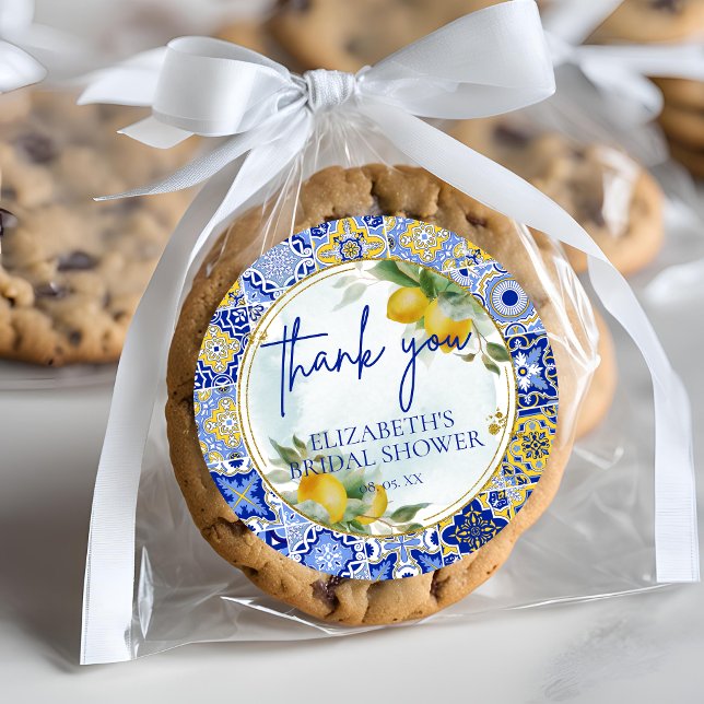 Adesivo Redondo Chuva de Presentes de Noiva Agradecimento Blue Til (Criador carregado)